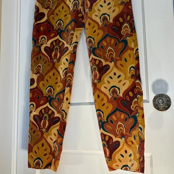 J McLaughlin Women Felicity Velvet Retro Multicolored Printed Pants Size 8 - Picture 3 of 8